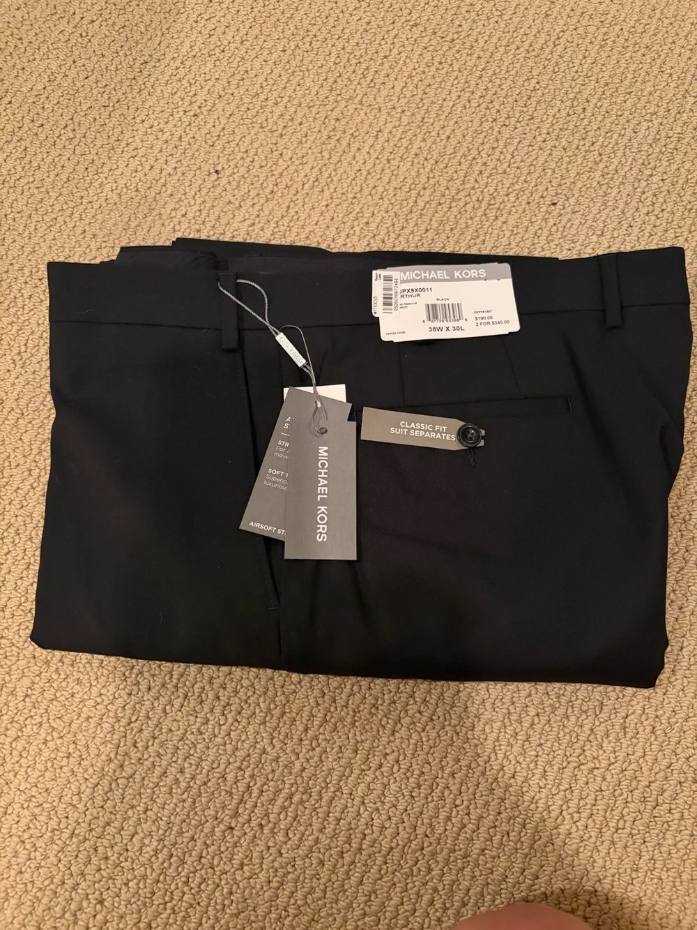Michael Kors Men's Classic Fit Black Dress Pants size 38x30